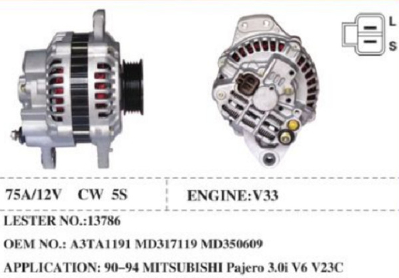 Alternador del coche de A3TA1191 MD317119 MD350609 para 90-94 Mitsubishi Pajero 3.0i V6 V23c
